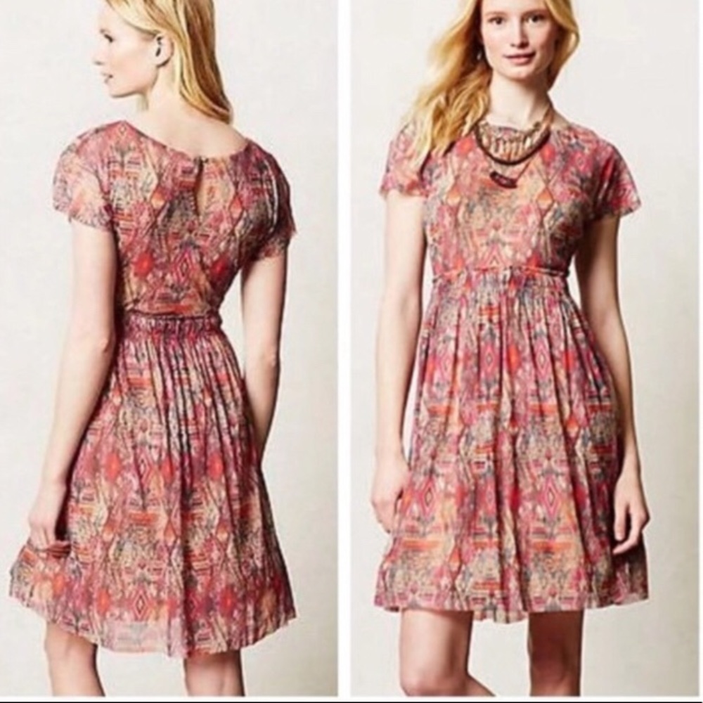 Weston Anthro Fit & Flare Simi Mesh Tulle Summer Travel Career Dress XS